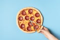 Pizza pepperoni and taking a slice of pizza. Eating pizza salami Royalty Free Stock Photo