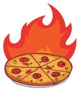 Pizza Pie Cooking Over Flames Royalty Free Stock Photo