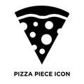 Pizza Piece icon vector isolated on white background, logo concept of Pizza Piece sign on transparent background, black filled Royalty Free Stock Photo