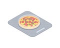 Pizza pills in pack. Fast food vitamins. Tablets box. Medicament Fastfood. Medical drugs