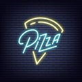 Pizza. Pizza neon sign. Neon glowing signboard banner design