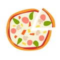 Pizza and pizza slice icon vector illustration. Traditional italian food Royalty Free Stock Photo