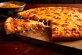 Pizza and pizza slices, covered with a delectable combination of melted cheeses, represent the epitome Royalty Free Stock Photo