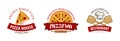 Pizza, pizzeria logo or symbol. Labels for menu design restaurant or cafe. Vector illustration Royalty Free Stock Photo
