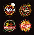 Pizza and Pizzeria Logos Set Vector Illustration