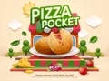 Pizza pocket ad template Royalty Free Stock Photo