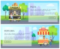 Pizza and Popcorn Collection Vector Illustration Royalty Free Stock Photo