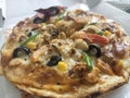 Pizza pratha chicken fanjitta pakistani pizza Royalty Free Stock Photo