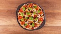 Pizza prepared for baking - top view Royalty Free Stock Photo