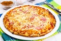 Pizza Prosciutto on white boards Royalty Free Stock Photo