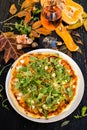 Pizza with pumpkin and feta
