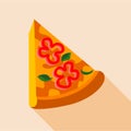 Pizza with red pepper and herbs icon, flat style Royalty Free Stock Photo