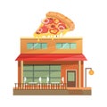 Pizza restaurant building. urban building