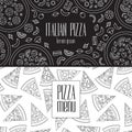 Pizza restaurant design with modern line graphic. Black and whit