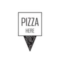 Pizza restaurant location. Black and white. Vector illustration.