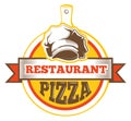 Pizza restaurant logo. Italian food color emblem