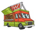 Pizza restaurant truck sticker colorful