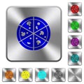 Pizza rounded square steel buttons Royalty Free Stock Photo