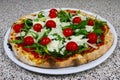 Pizza rucola,Raw ham,parmesan,restaurant italian Royalty Free Stock Photo