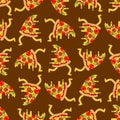 Pizza run pattern seamless. slice of pizza running background