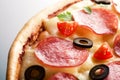 Pizza with salami. macro