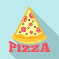 Pizza salami slice logo, flat style Royalty Free Stock Photo