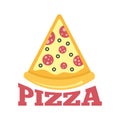 Pizza salami slice logo, flat style