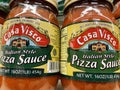 Pizza sauce kits on a retail store shelf Casa Visco in a jar many Royalty Free Stock Photo