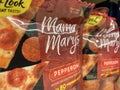 Pizza sauce kits on a retail store shelf Mary Mary pepperoni in a bag Royalty Free Stock Photo