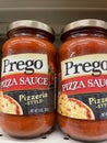 Pizza sauce kits on a retail store shelf Prego in a jar Royalty Free Stock Photo