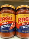 Pizza sauce kits on a retail store shelf Ragu in a jar Royalty Free Stock Photo