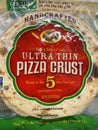 Pizza sauce kits on a retail store shelf Ultra thin crust Royalty Free Stock Photo