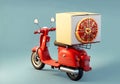 Pizza scooter delivery loaded with large pizza box