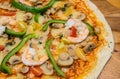 Pizza with seafood. Seafood Pizza with Mozzarella, Various Seafood. Delicious pizza with seafood.