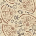 Pizza seamless pattern background. Royalty Free Stock Photo