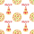 Pizza. Seamless pattern with italian pizzas. Hand