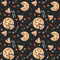 Pizza seamless pattern .Vector illustration Royalty Free Stock Photo