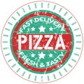 Pizza service stamp, Royalty Free Stock Photo