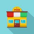 Pizza shop icon, flat style. Royalty Free Stock Photo