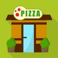 Pizza shop icon, flat style Royalty Free Stock Photo