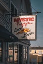 Pizza shop sign in downtown Mystic, Connecticut