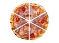 Six pieces of pizza isolated