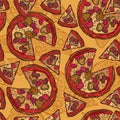 Pizza sketch seamless pattern Royalty Free Stock Photo