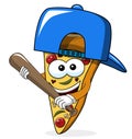 Pizza slice cartoon funny baseball bat isolated Royalty Free Stock Photo