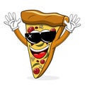 Pizza slice cartoon funny sunglasses cool isolated