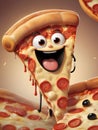 pizza slice character cartoon illustration