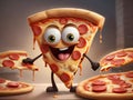 pizza slice character cartoon illustration