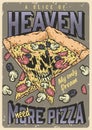 Pizza slice colorful flyer vintage