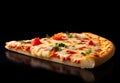 Pizza slice delicious on dark background Royalty Free Stock Photo