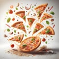 Pizza slice delicious on light background